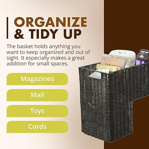 Miniatura 5 de KOUBOO Cesta de mimbre, marrón oscuro, rectangular, 15 pulgadas de largo x 9.5 pulgadas de ancho x 15.75 pulgadas de alto, compartimentos dobles