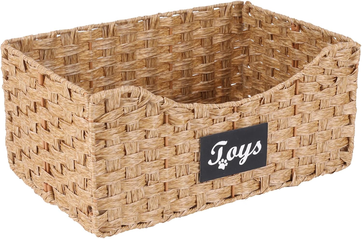 Dog Toy Storage Basket Medium,Wicker baskets for Dogs Cats,Pet Toys Bin,Collapsible Puppy Toys Box with Wire Frame,Ideal for Storing Pet Supplies, Easy-Access(Brown)