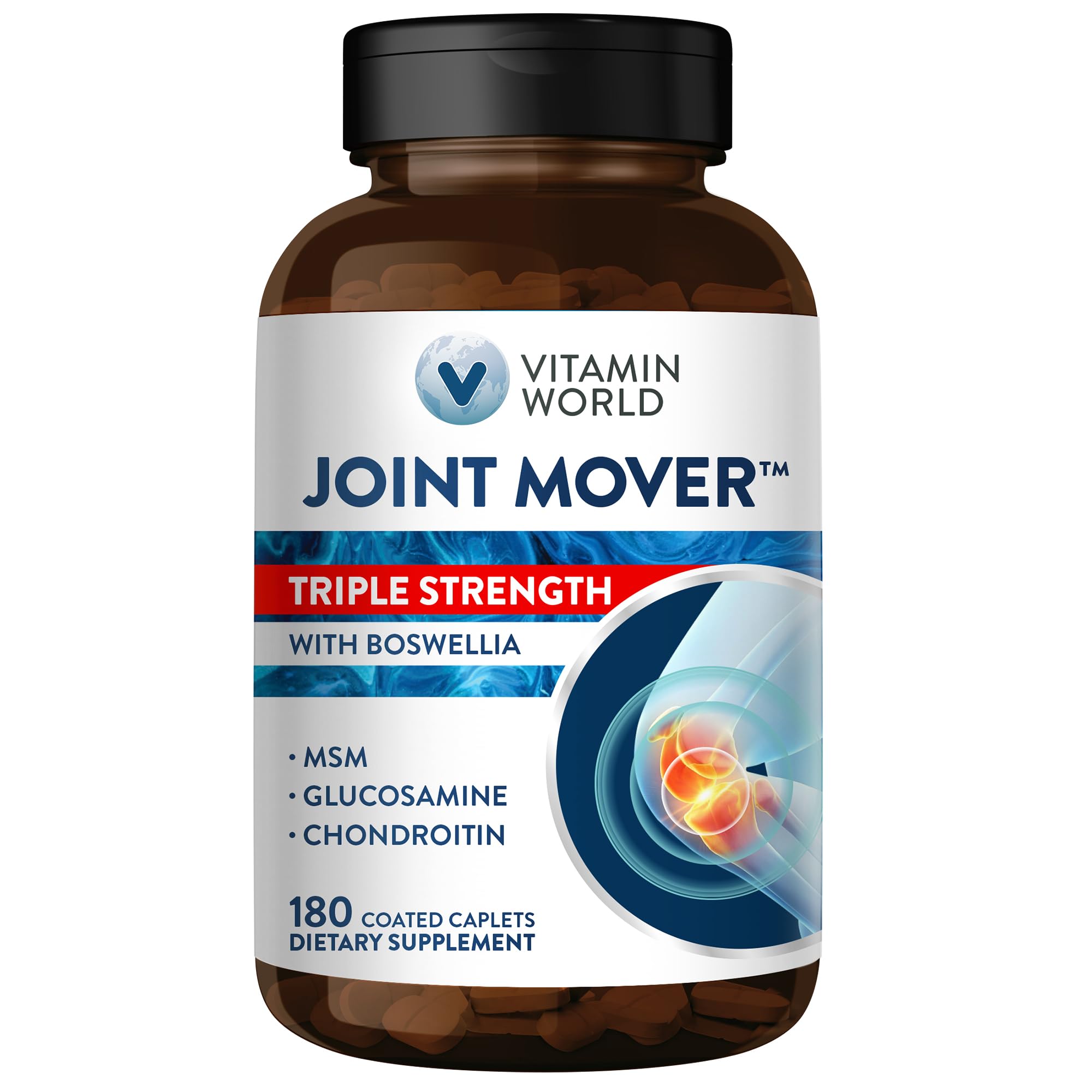 Vitamin World Triple Strength Joint Mover, Glucosamine Chondroitin with MSM 180 Count (Pack of 1)