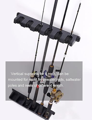 Miniatura 3 de Soporte vertical para cañas de pescar, soportes para caña de pescar para garaje, pared, soporte para caña de techo (soporte vertical para 6 cañas,