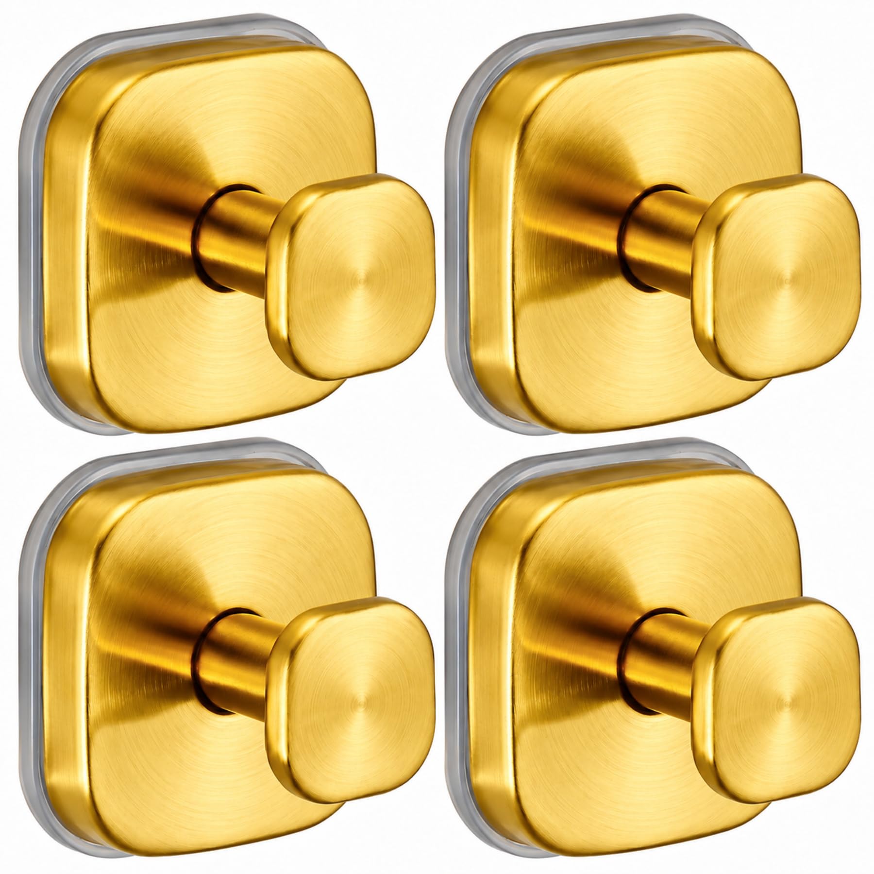 Suction Cup Hooks for Shower, Bathroom Towel, Robe and Loofah Storage(4, Brushed Gold)