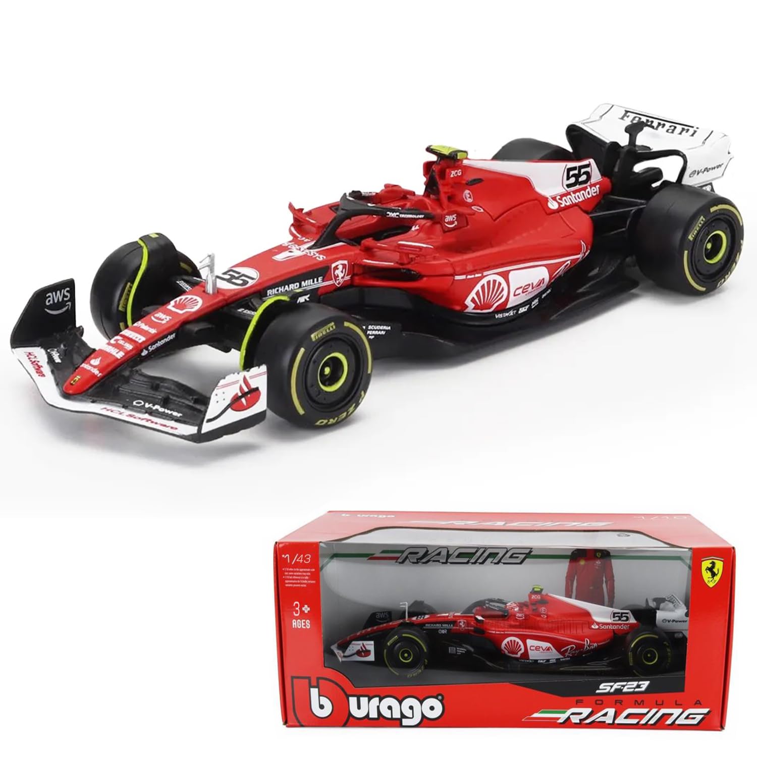 Amazon.com: Bburago Scuderia Ferrari SF-23 F1 Team Signature Die