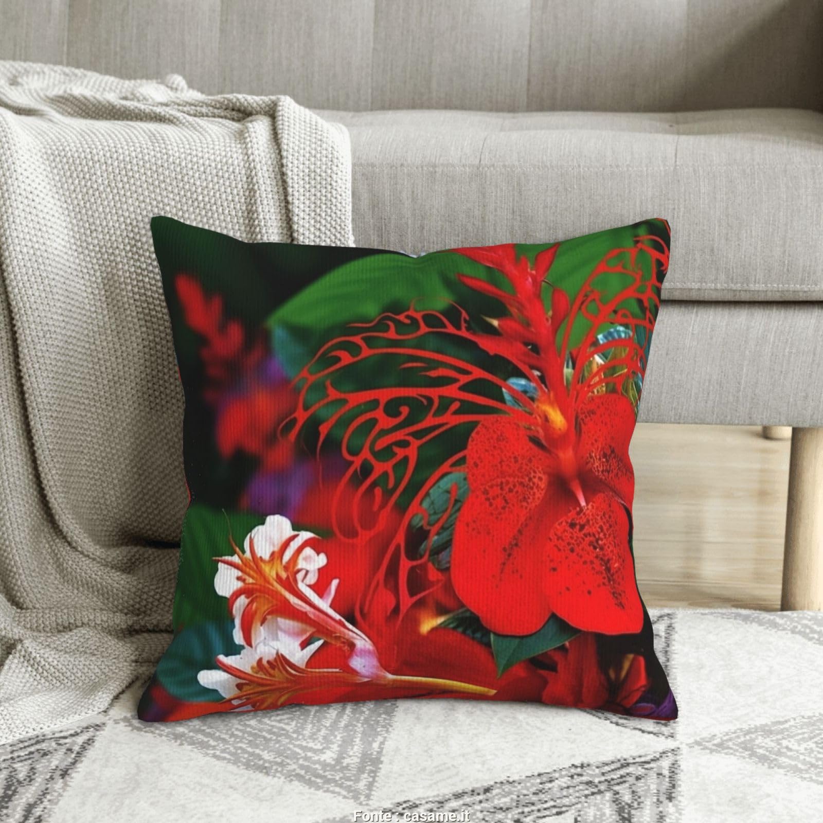 Housses de coussin velours côtelé doux haut de gamme imprimé floral
