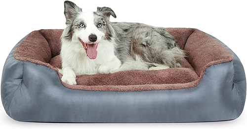 Cama grande para perros, cama rectangular calmante para perros grandes, comodidad y suavidad, sofá cama para mascotas con parte inferior