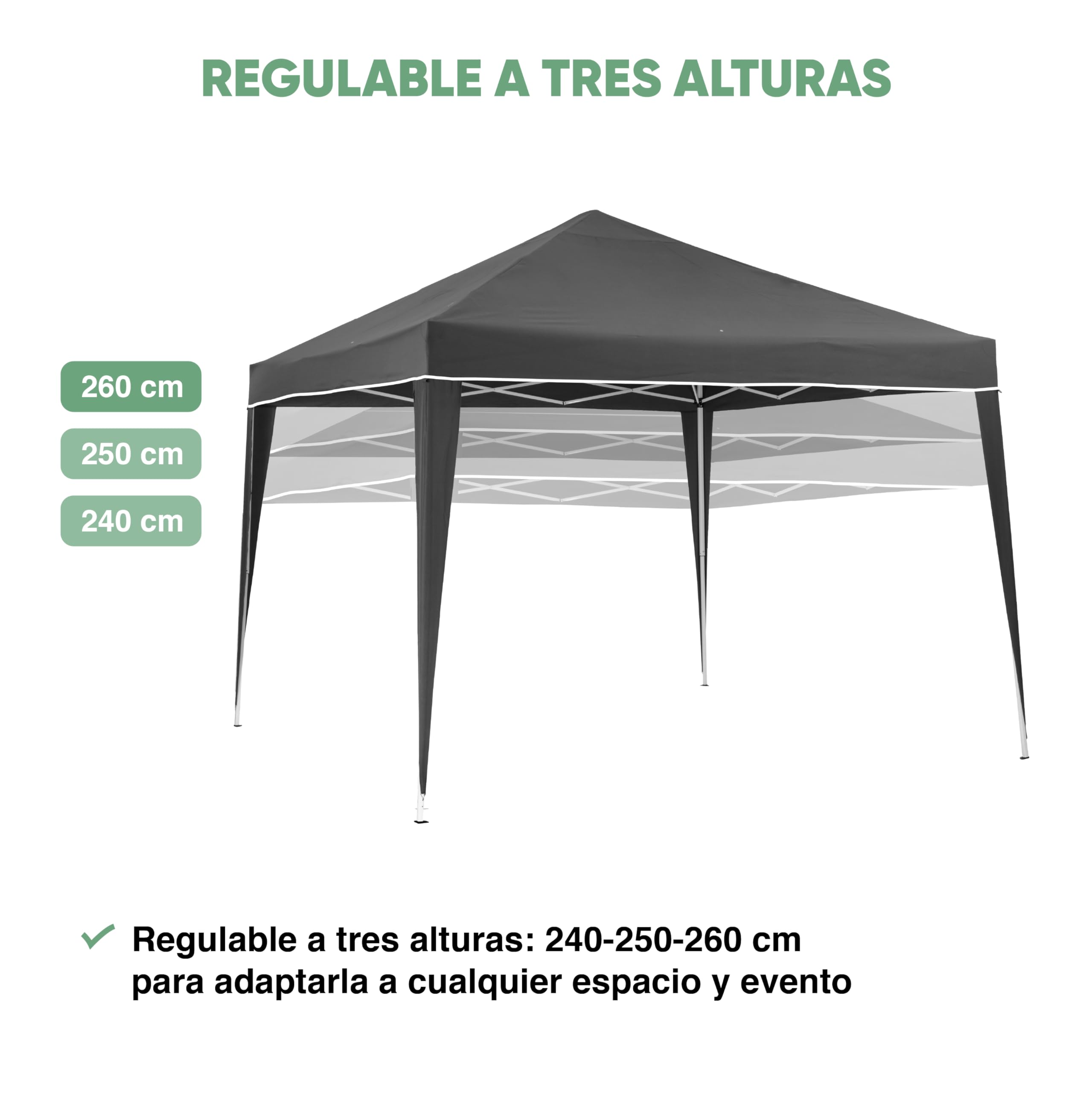 KG KITGARDEN - Carpa Plegable 3x3m para Jardín, Incluye Piquetas y Bolsa de Transporte, Gris