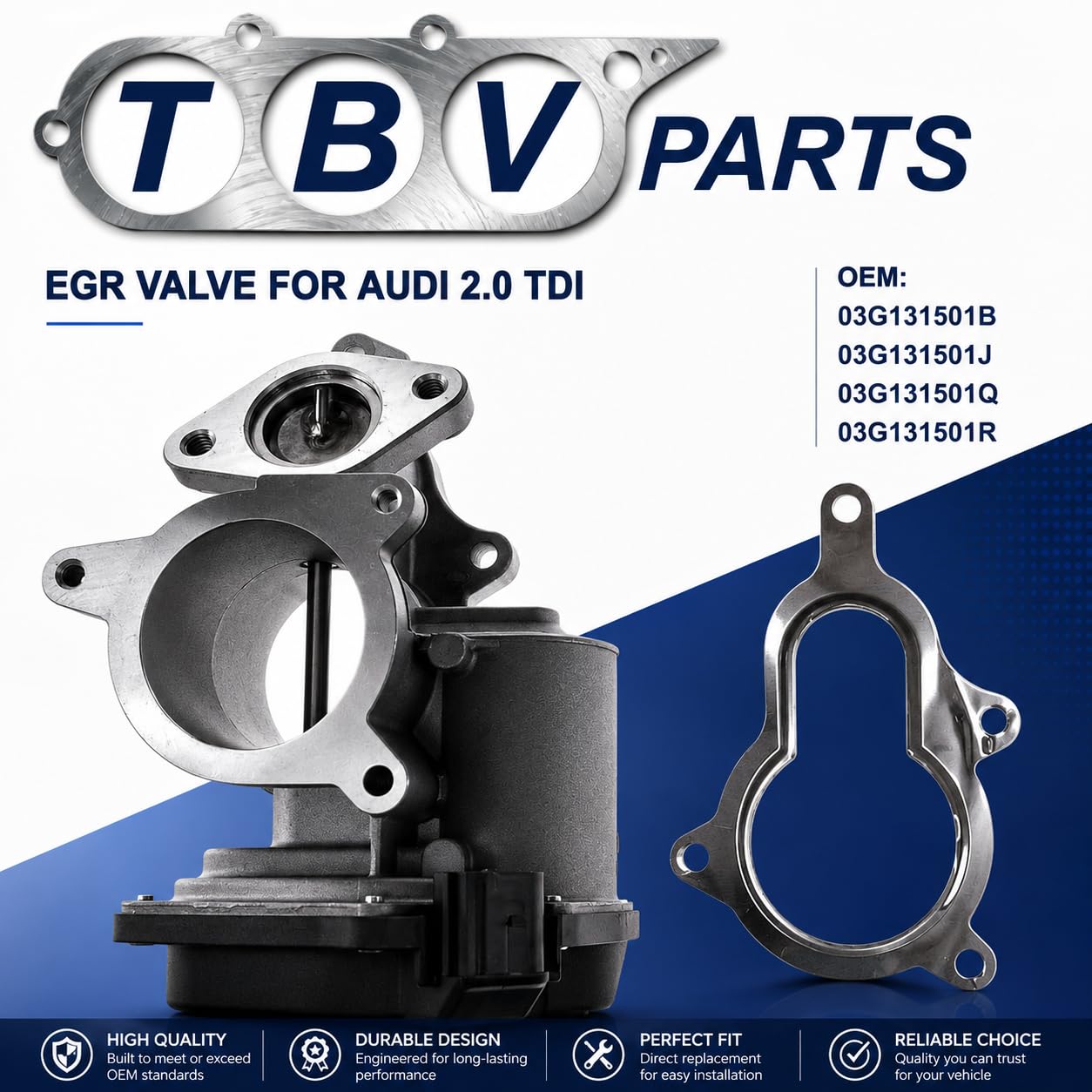 Válvula EGR 2.0 TDI 03G131501B 03G131501J 03G131501Q 03G131501R Válvula AGR compatible con A4 (B7) 2.0 A6 2.0 TDI BLB, BRE, BRD, BNA, BRF, BVA, BVF, BVG