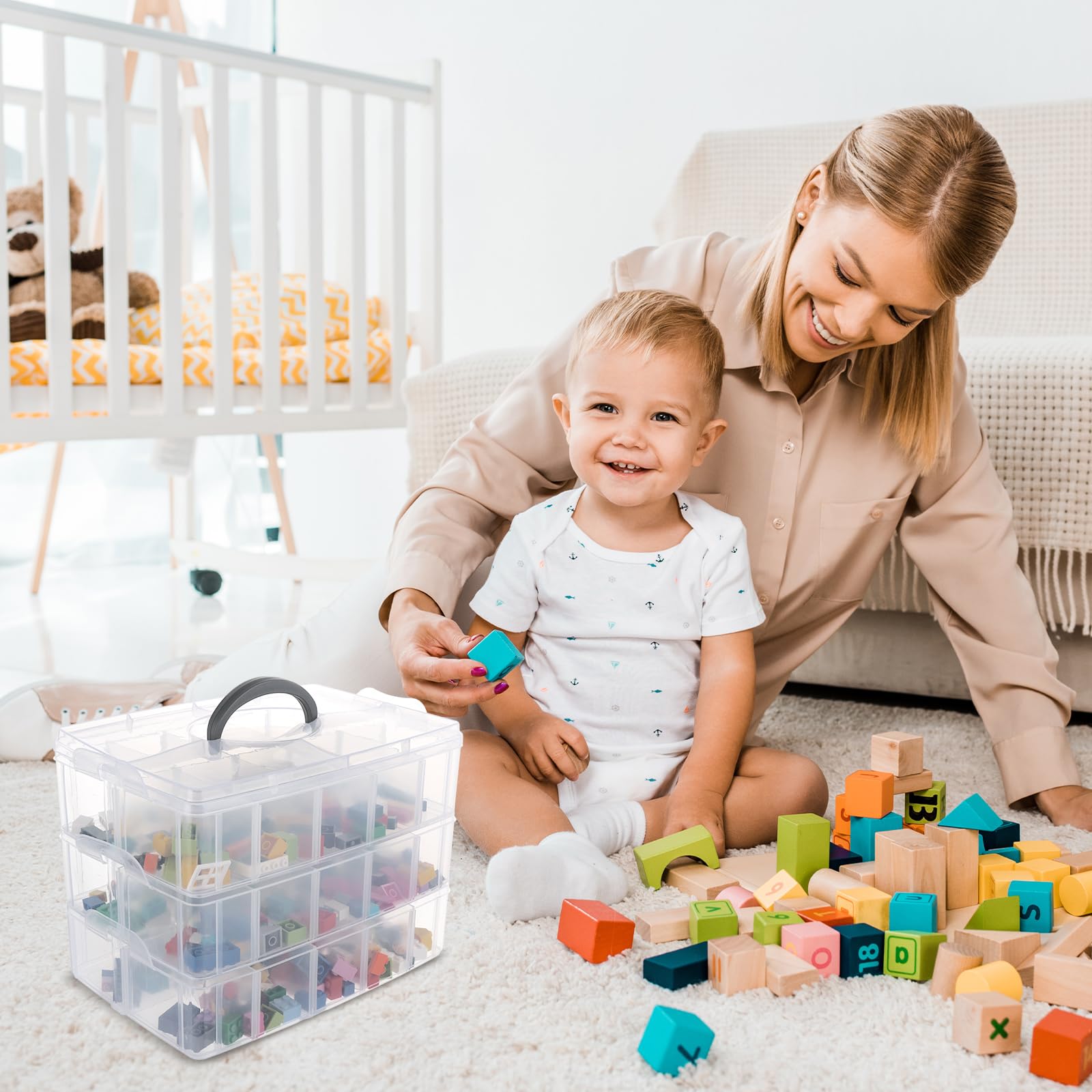 ASelected Sortierbox Aufbewahrung mit Griff Lego Aufbewahrungsboxen Sortierboxen für Kleinteile Stöckige Aufbewahrungsbox Stapelbar Aufbewahrungsbox mit Fächern für Kleinteile Perlen Schmuck