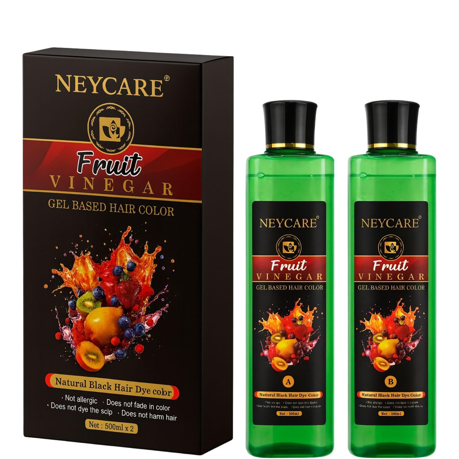 Fruit Vinegar Hair Color Hair Dye For Men & WomeN NATURAL BLACK 500ML X2-picture-30
