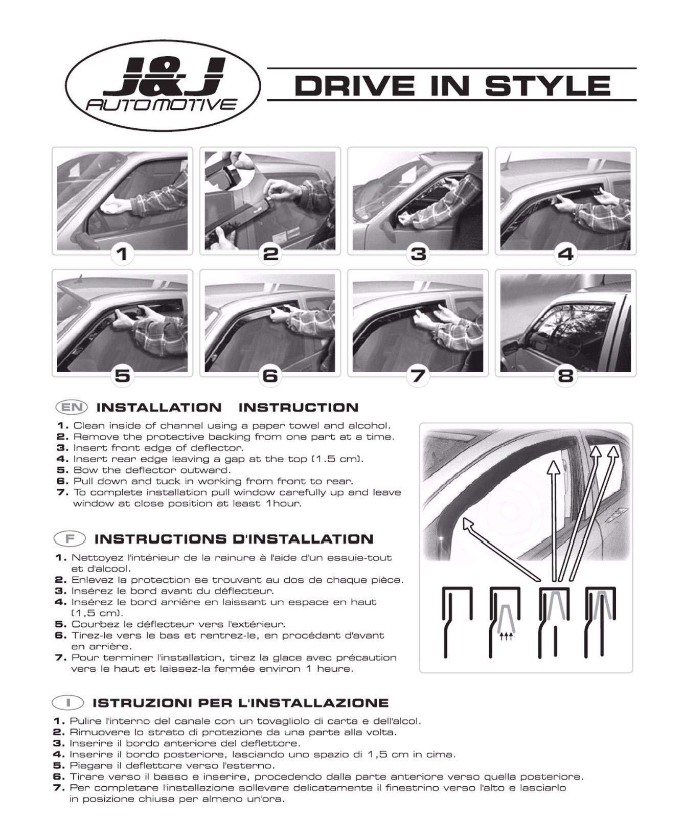 J&J AUTOMOTIVE Windabweiser für Volkswagen Golf 4 5-Türer 1997-2004 2tlg Heko Regenabweiser Vorne Getönt Dunkel