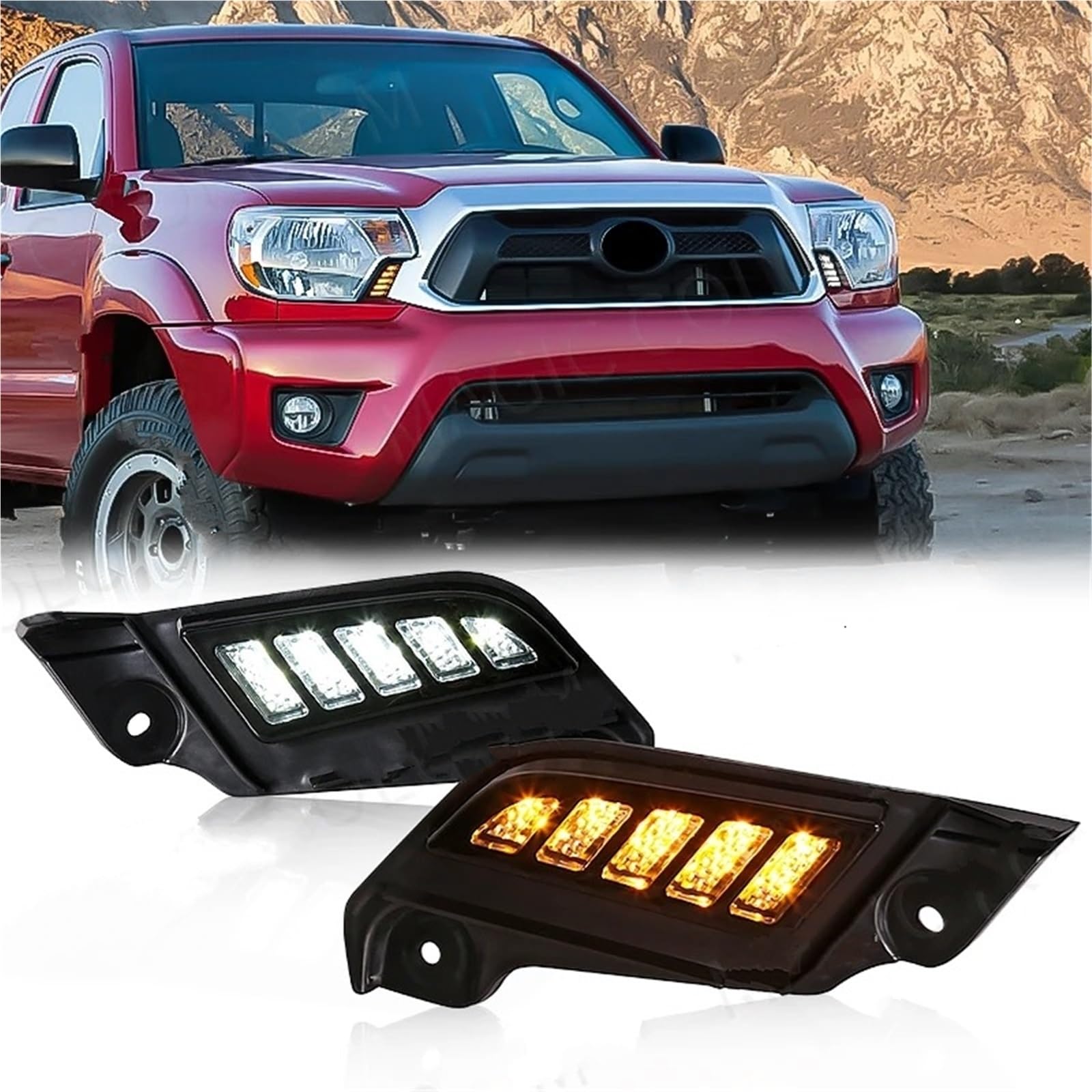 Gruppo Ottico Anteriore Luci Diurne A LED DRL Per Auto Da 12 V Bianche Indicatori Di Direzione Gialli Accessori Per Toyota Per Tacoma 2012 2013 2014 2015 Fari Auto