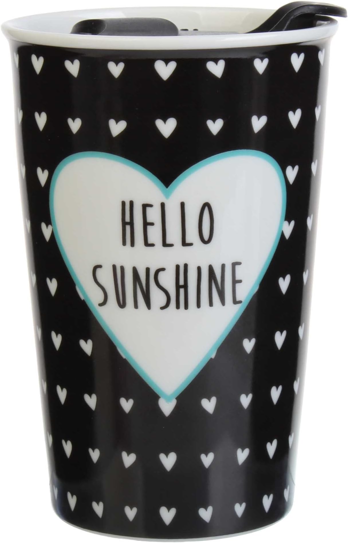 Formation Brands Hello Sunshine Ceramic Double Wall Travel Mug with Lid (Set of 4), 9 oz, Multicolor