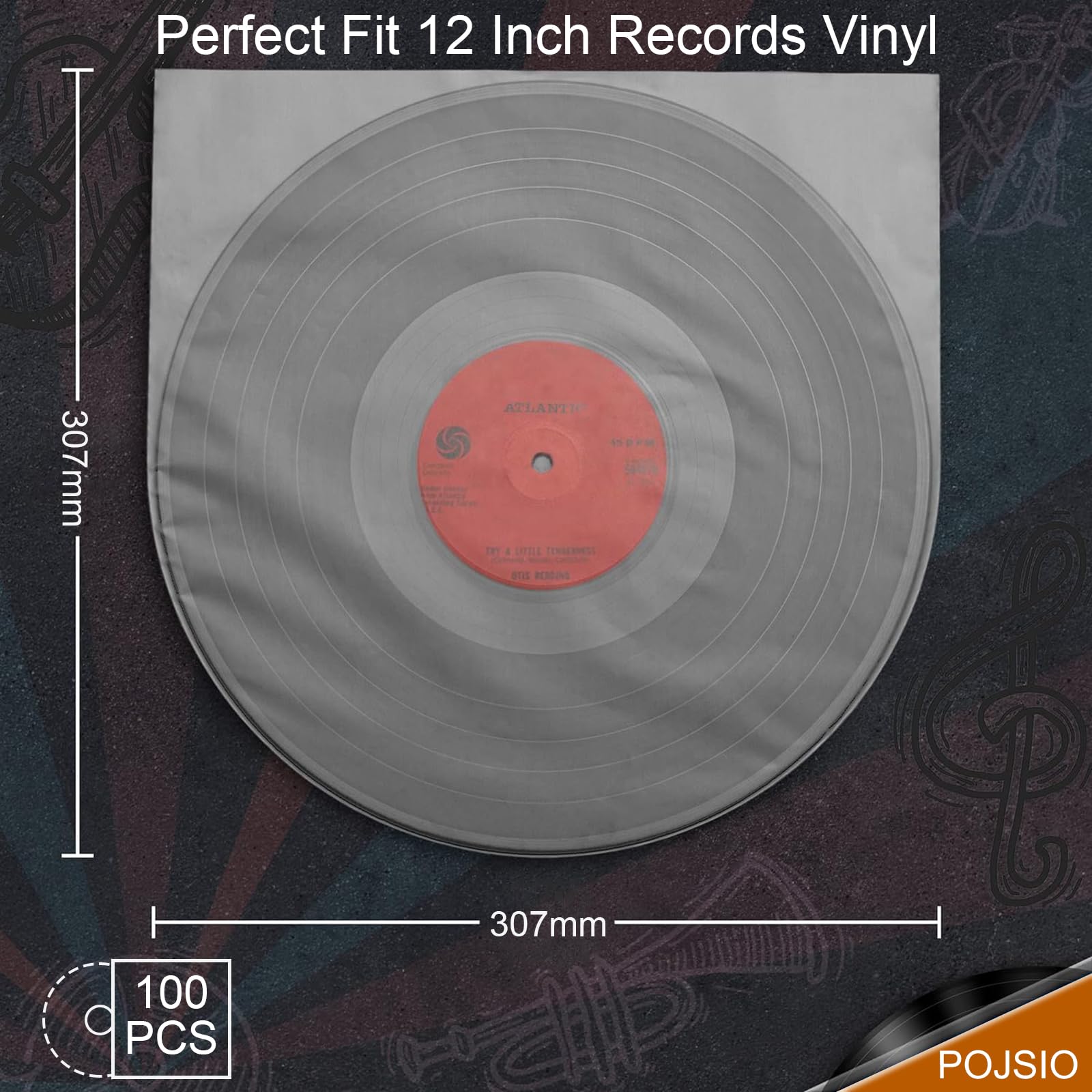 POJSIO 100 Pz. 12 Pollici Buste Vinili 33 Giri Interne Antistatiche, Buste Interne LP 33 Giri Custodia, Buste Interne Antistatiche Dischi Vinile 33 Giri, Buste Vinile 33 Giri Cover Copri Protezione