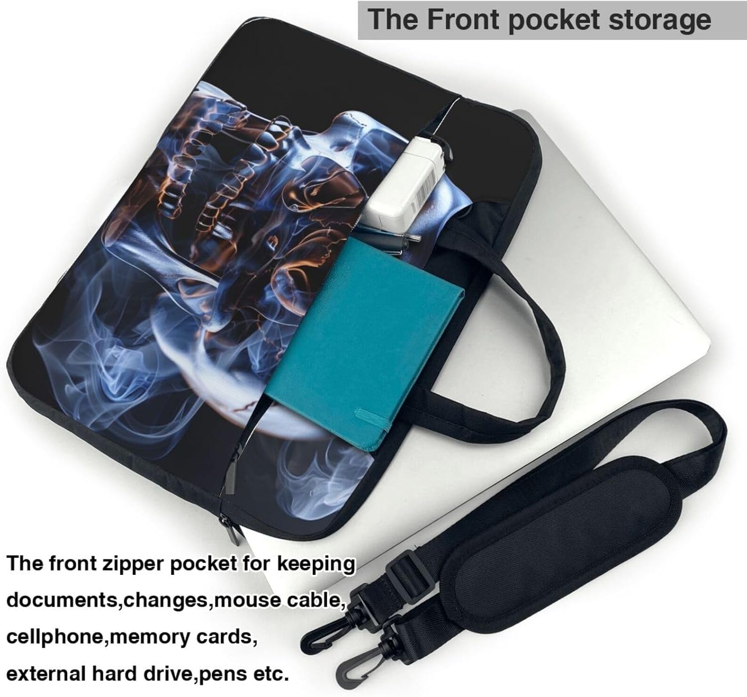 Skull Look Like Metal Laptop Tote Bag Printed Travel Business Computer Bag Work Bag for Men Women
