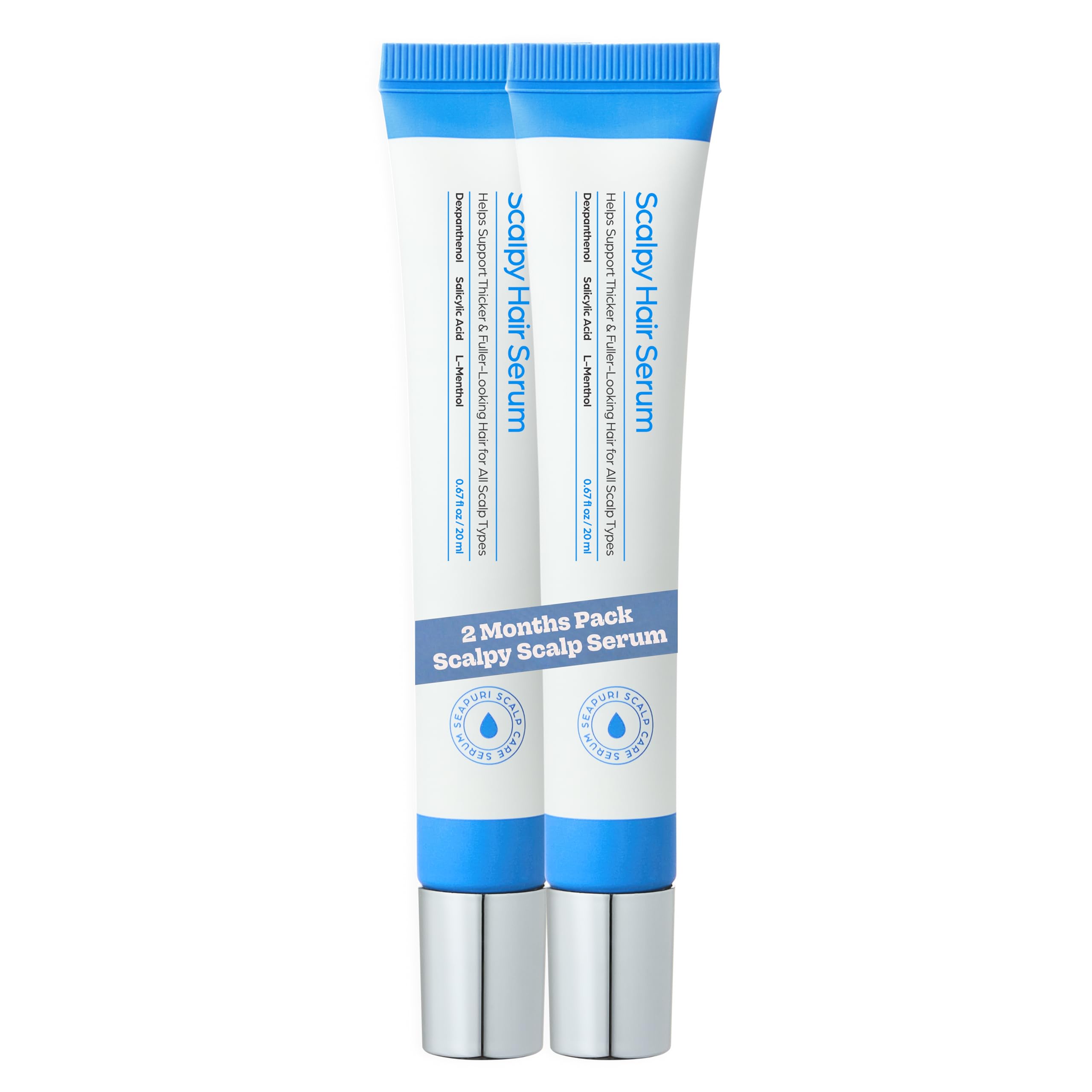 Seapuri Scalpy Hair Growth Serum for Hair Loss & Thinning | Scalp Massager Treatment w/Salicylic Acid, Menthol, Dexpanthenol | Non-Greasy, Lightweight | Exfoliate Dandruff (Pack of 2)