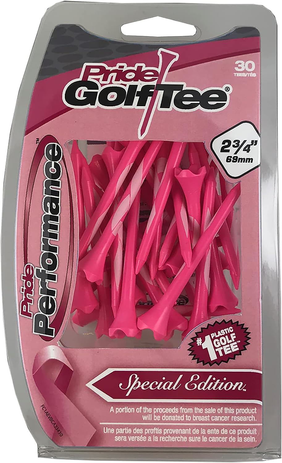 Pride Performance Breast Cancer Awareness Tees 2-3/4", 30 Count