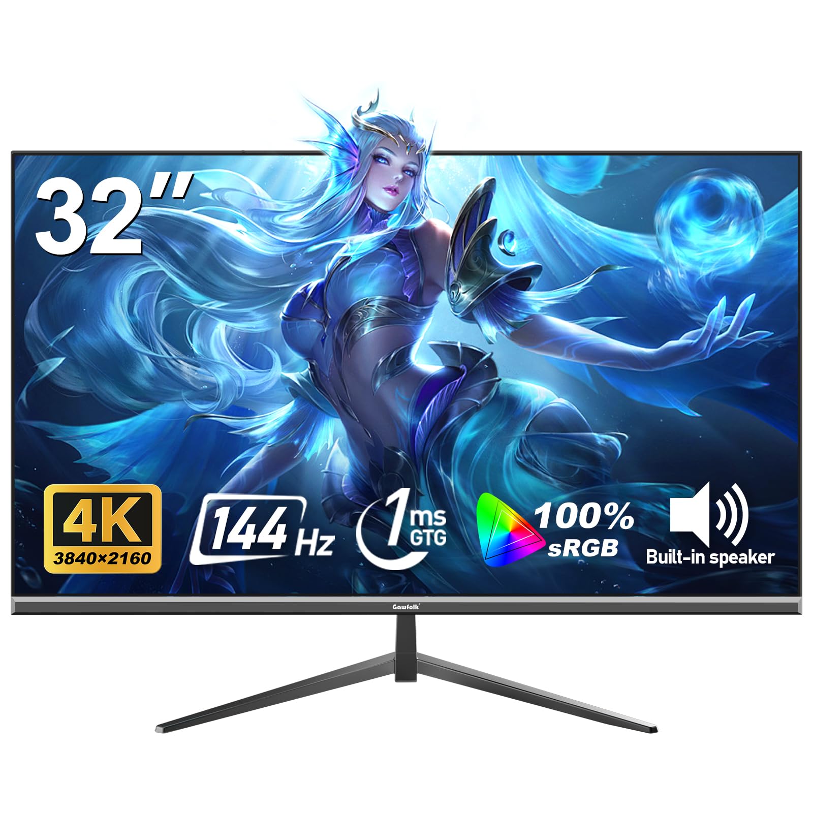 Gawfolk Monitor para juegos de PC 4K 144Hz de 32 pulgadas
