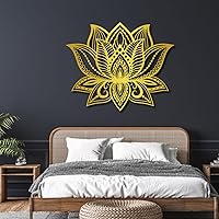 Vista 5 de Fayholy Arte de pared de metal de mandala de flor de loto, decoración de pared de metal, arte de pared de mandala, decoración de pared de sala