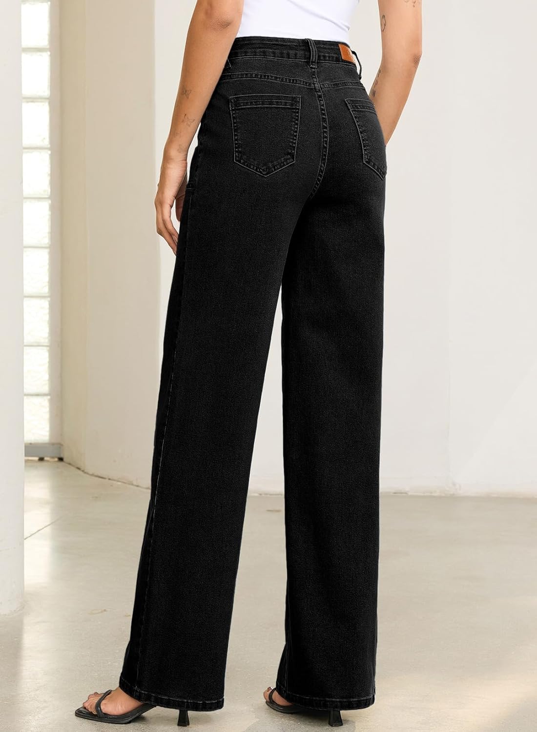 Sidefeel Womens Wide Leg Jeans High Waisted Stretchy Straight Leg Baggy Denim Pants - Image 2