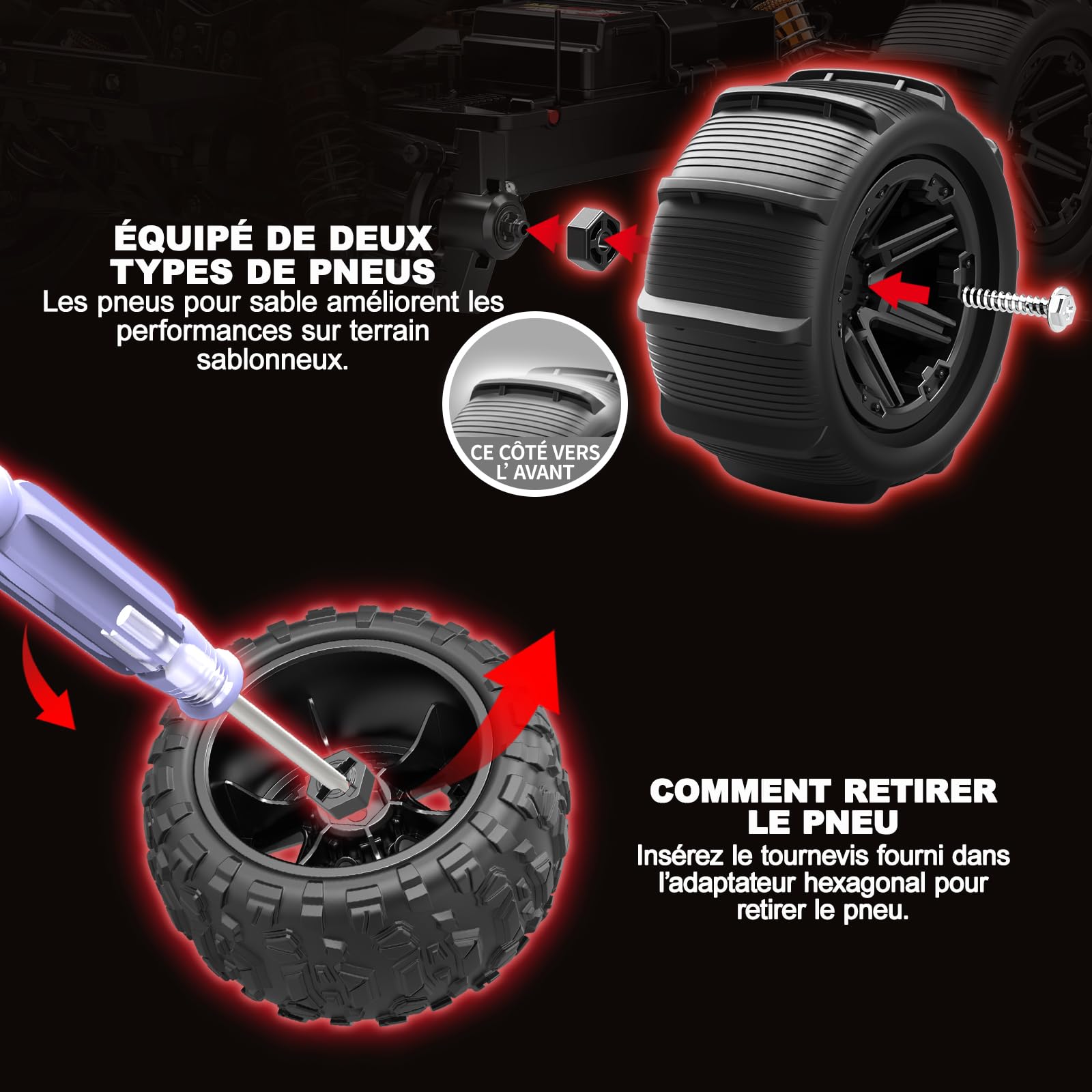 Voiture Télécommandée 1:14 4x4 Tout Terrain 40 km/h, Voiture RC Haute Vitesse avec 2 Batteries 1300mAh Rechargeables et 2 Jeux de Pneus, Voiture Télécommandée Adulte et Garçon