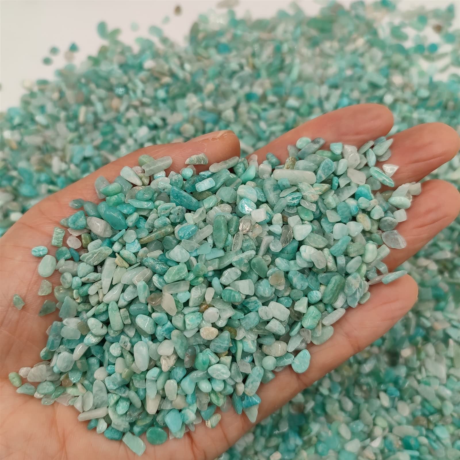 SPABOY Cristal Natural en Bruto 50 g/Paquete Mini amazonita Natural Piedra de Cristal de Cuarzo Chips Grava decoración de la habitación del hogar DIY Acuario jardín