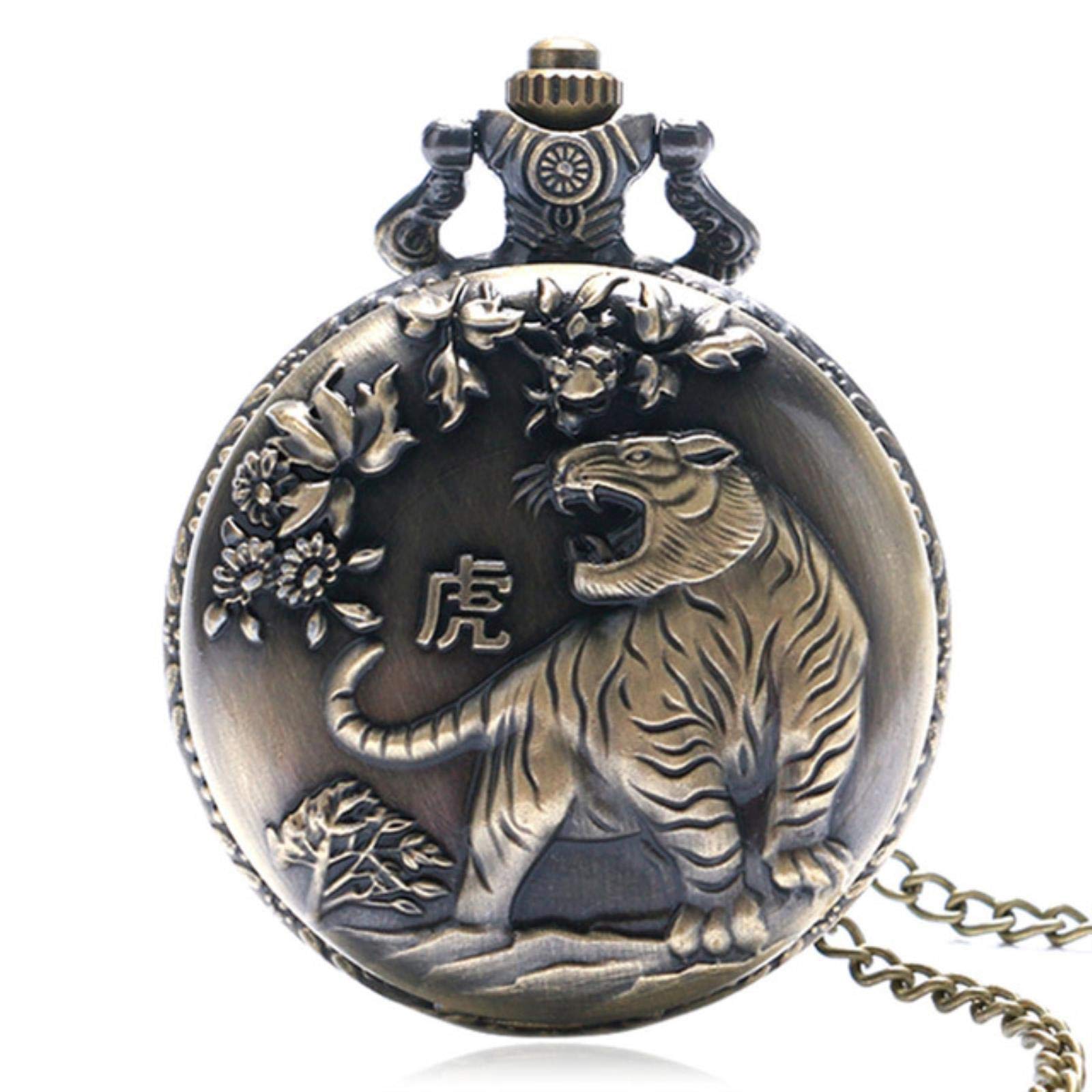 Orologio Da Taschino Vintage Zodiaco Cinese &ndash; Movimento Al Quarzo, Mezzo Cacciatore