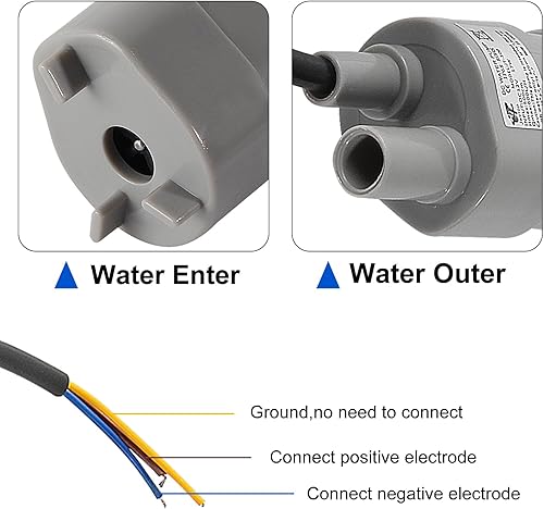 Miniatura 5 de Paquete de 2 motores sumergibles de bomba de agua de CC de cabeza alta para estanque, acuario, fuente de pecera 10LMin 600LH DC12V 1.2A con tubo de