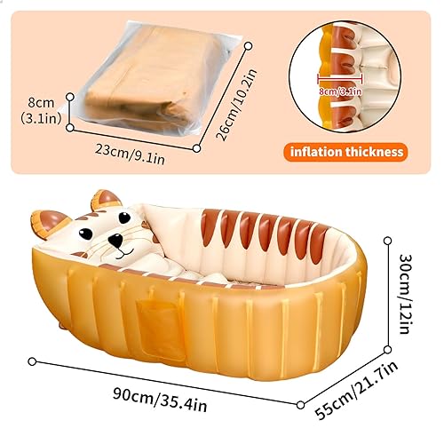Miniatura 6 de Boczif Bañera inflable para bebé, bañera para niños pequeños, piscina antideslizante para bebés, para sentarse, lavabo plegable para ducha infantil,