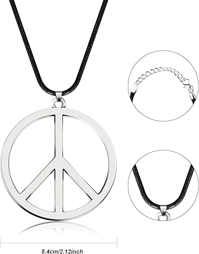 Miniatura 3 de Juego de accesorios de vestir hippie con gafas hippie y collar con signo de paz