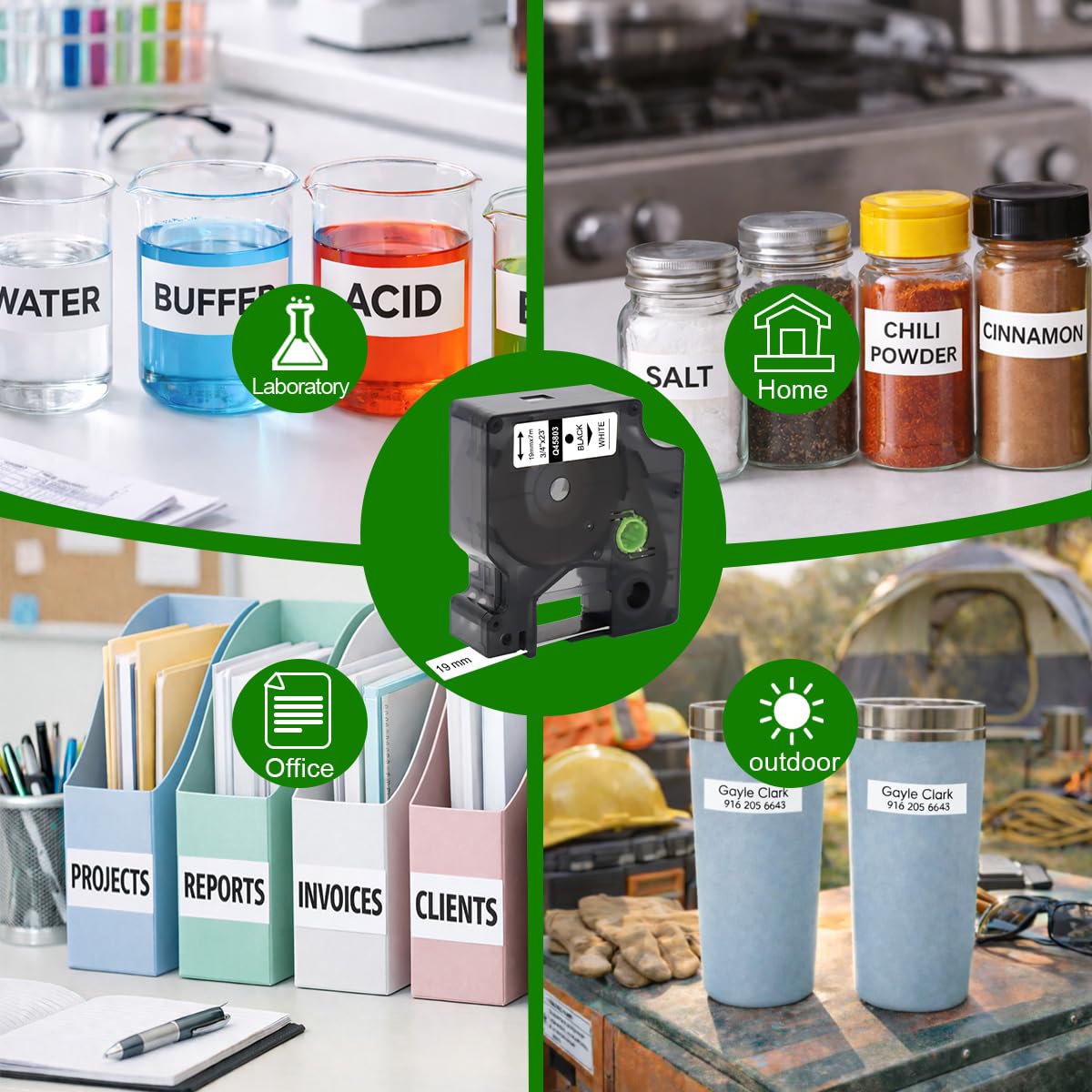 10X Molabel compatible con Dymo D1 cinta de etiquetas 19 mm x 7 m 45803 S0720830 Negro sobre blanco, adecuado para Dymo LabelManager 350, 360D, 420P, 450, 500TS y LabelPoint 300, 350.