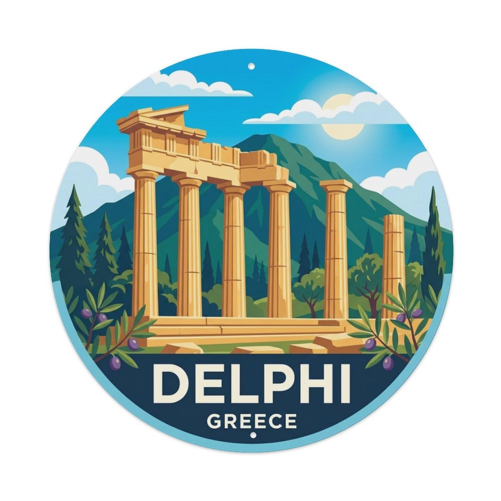 Metal Tin Sign Greece Retro Travel Delphi
