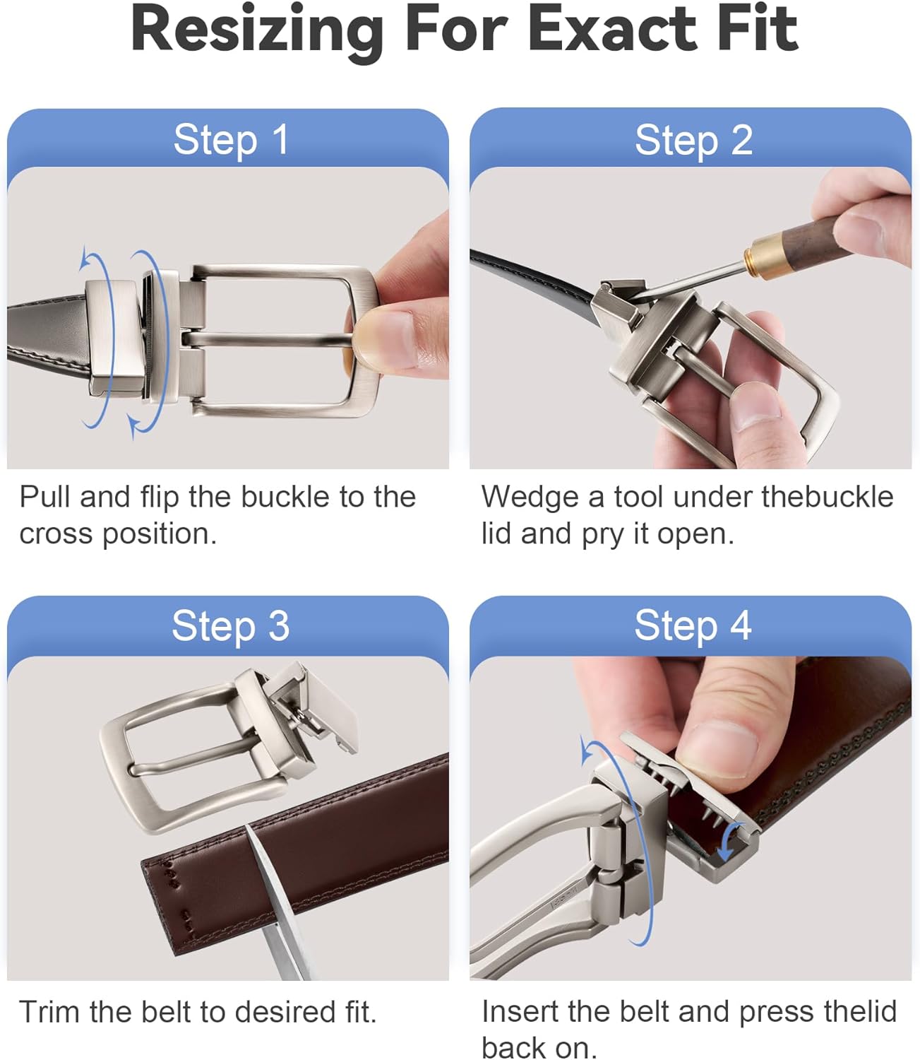 MILORDE Men’s Reversible Leather Belt for Casual Golf Dress Pants Shirts, Double Style - 2 Sides - Image 7