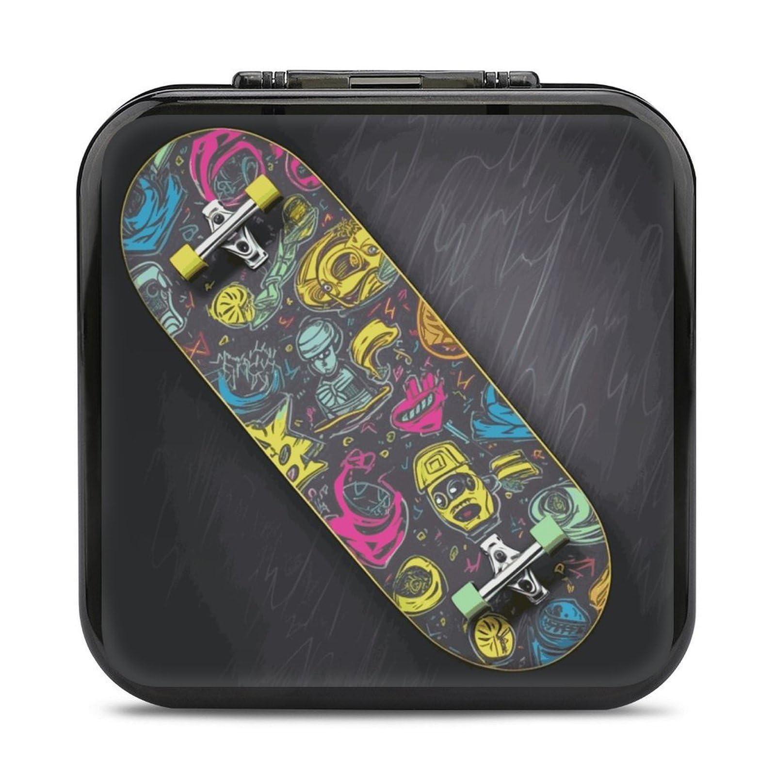 FodPand Graffiti Skateboard Switch Game Card Case Holder with 24 Cartridge Slots 2 Micro Sd Cards Storage Portable