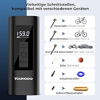 YOUNGDO 150 PSI elektromos kerékpáros pumpa 6000 mAh akkumulátorral 7