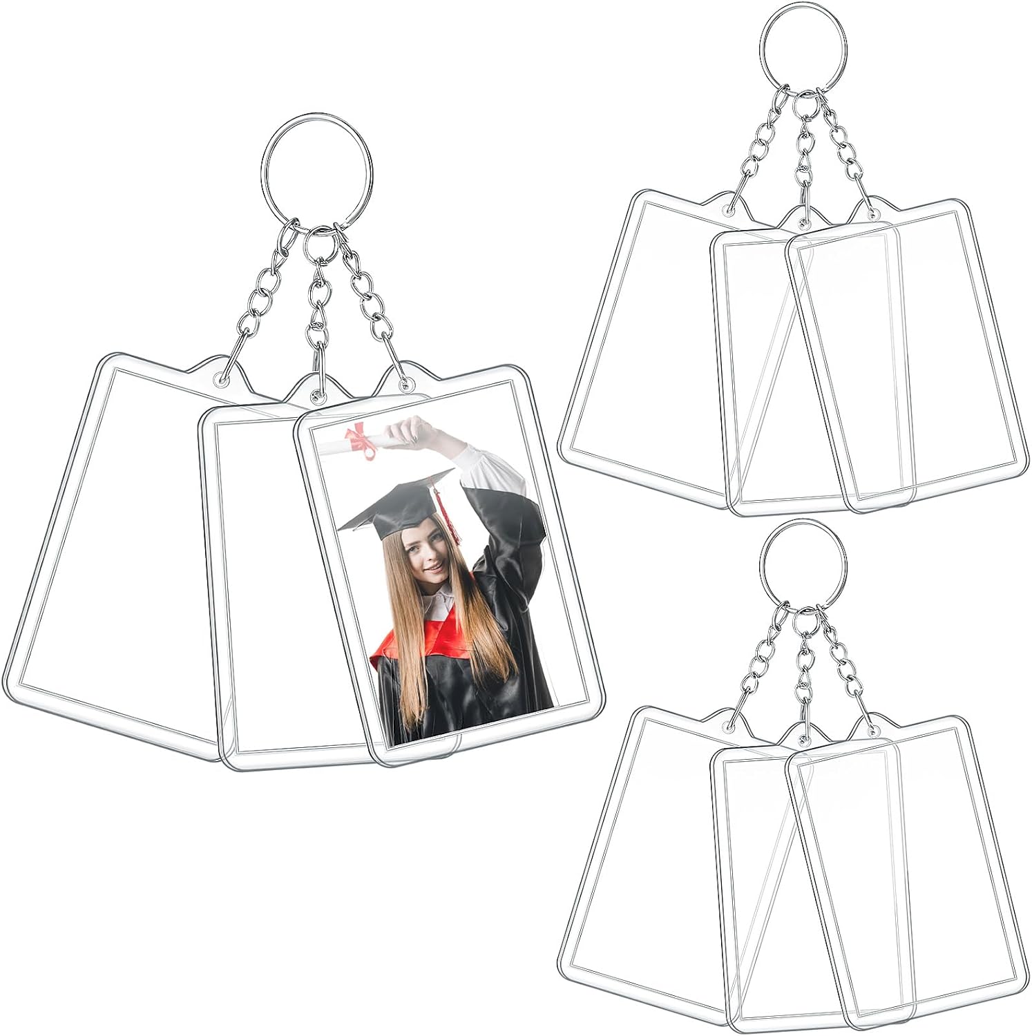 Inbagi 3 Pcs Acrylic Photo Frame Keychain 2 x 3 Inch Rectangle Acrylic