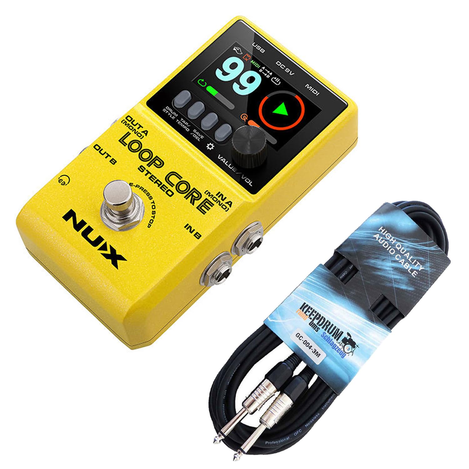 Nux Loop Core Stereo Effect Looper do gitary i basu + keepdrum kabel jack