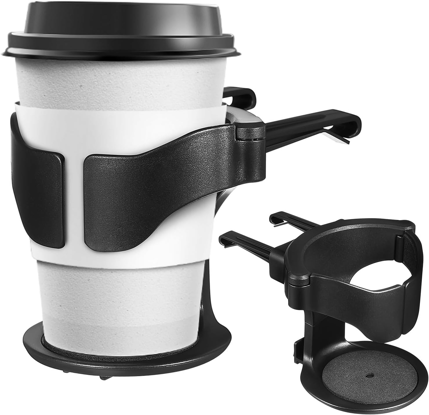 2 Pack Car Cup Holder for Bottle and Cup Black Plastic Vent