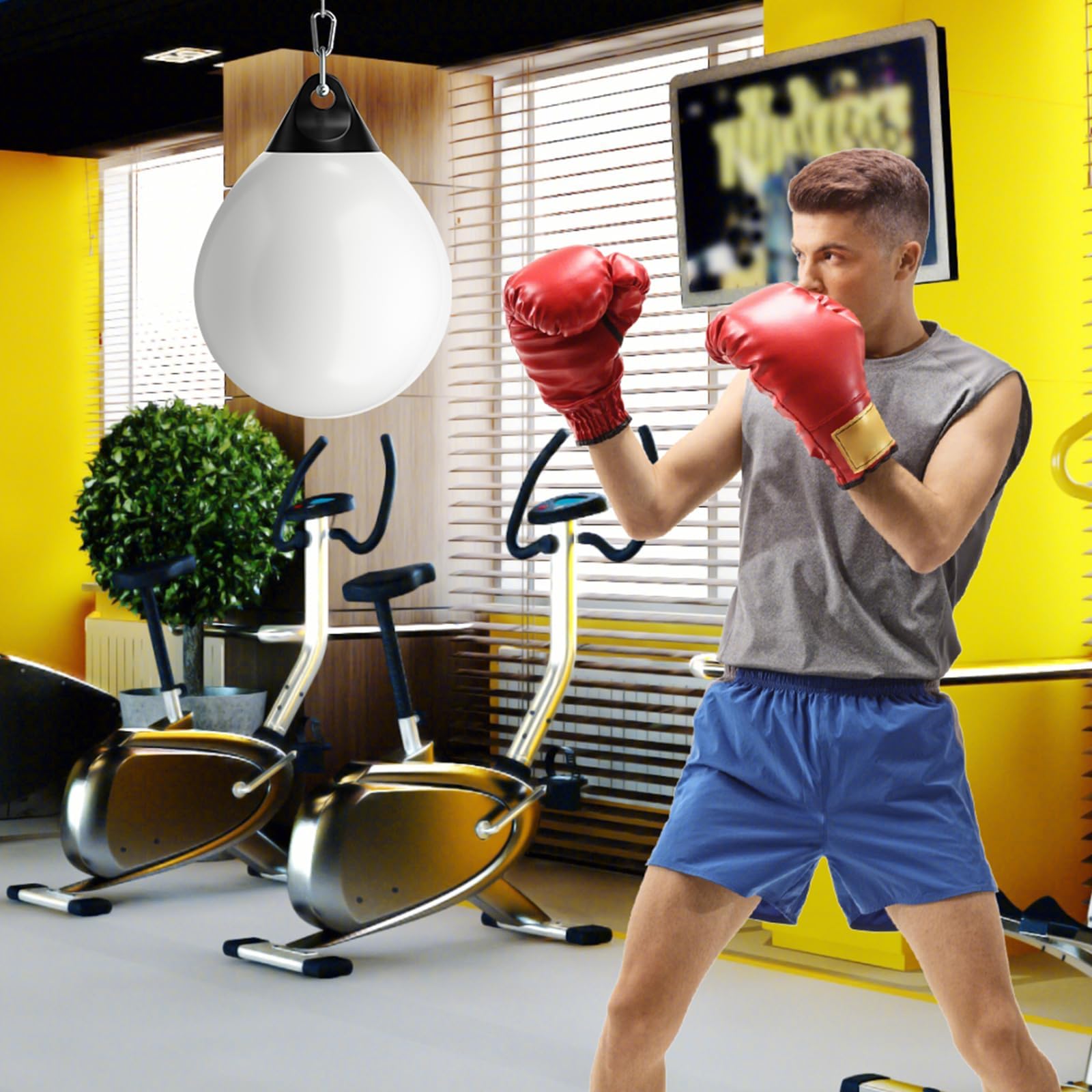 GYMAX Wasserboxsack Ø45cm, Boxing Punching Bag mit Wasser füllbar, hängendes Punchingsack, Schwerer Boxsack für Erwachsene & Jugend