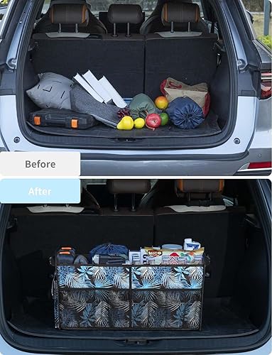 Miniatura 2 de YOHOOLYO Organizador de maletero de coche para SUV 72L, gran capacidad, plegable, 4 compartimentos, accesorios de coche multicolor para