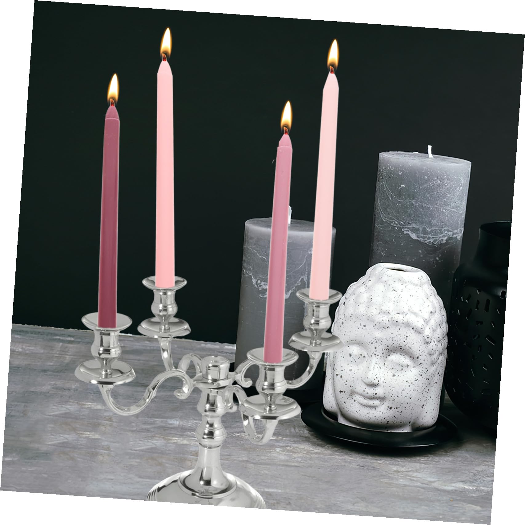 Candele Profumate Palo lungo 4 Pezzi Set Decorazione Matrimonio Rosa Sfumata Paraffina senza Fumo Atmosfera Romantica per Feste e