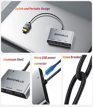 DisplayPort to Dual HDMI with DP Adapter |4K@60Hz| Extended Display 1 in 3 Out MST Hub for Multiple Monitors Compatible with PC,NVIDIA/AMD Graphics Card