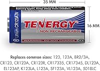 Vista 4 de Tenergy Batería de litio CR123A de 3 V, baterías de celda CR123A de alto rendimiento de 1500 mAh con protección PTC para cámaras, baterías CR123A