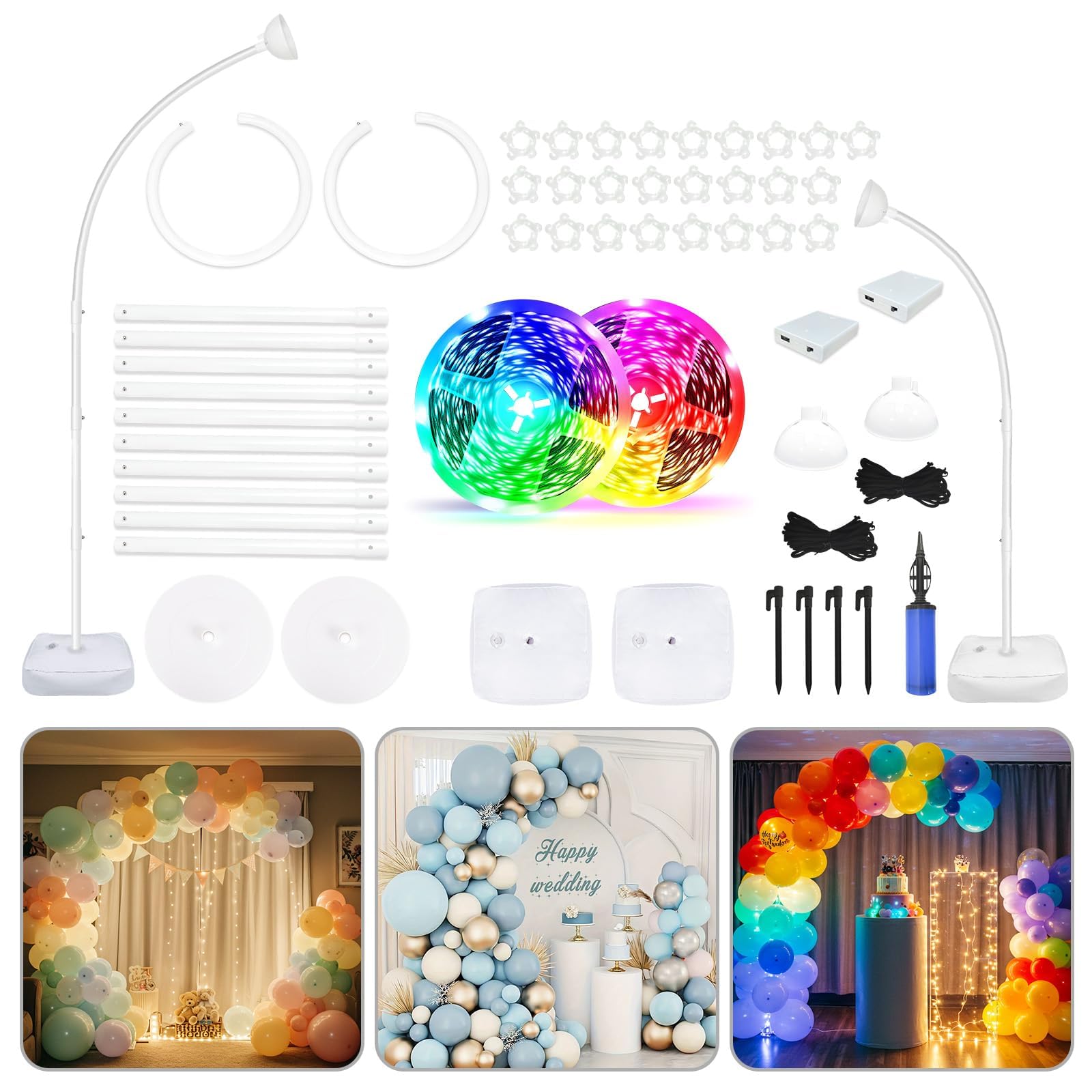 Kit de soporte de globo iluminado de medio arco de 8.2 pies/6 pies, kit de