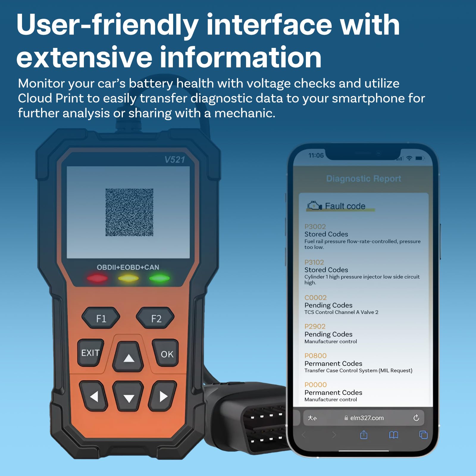 Urządzenie Diagnostyczne OBD2 [Upgraded] firmy MMOBIEL - Czytnik Kodów Silnika z Funkcją Reset, Gotowością I/M, Trybem 6/8 - Narzędzie diagnostyczne OBDII/EOBD dla Pojazdów Zgodnych z Protokołem OBD2