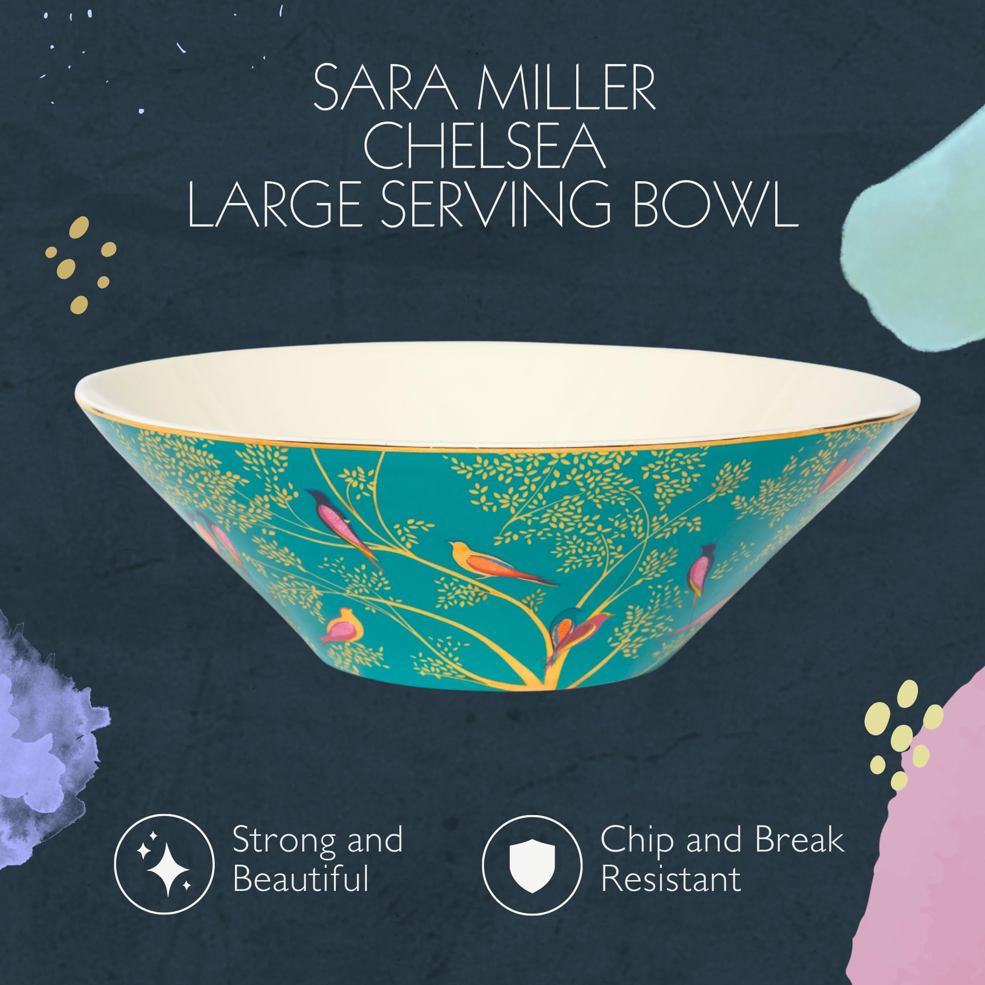 Sara Miller Chelsea Collection Zielona duża salaterka zapakowana do Portmeirion
