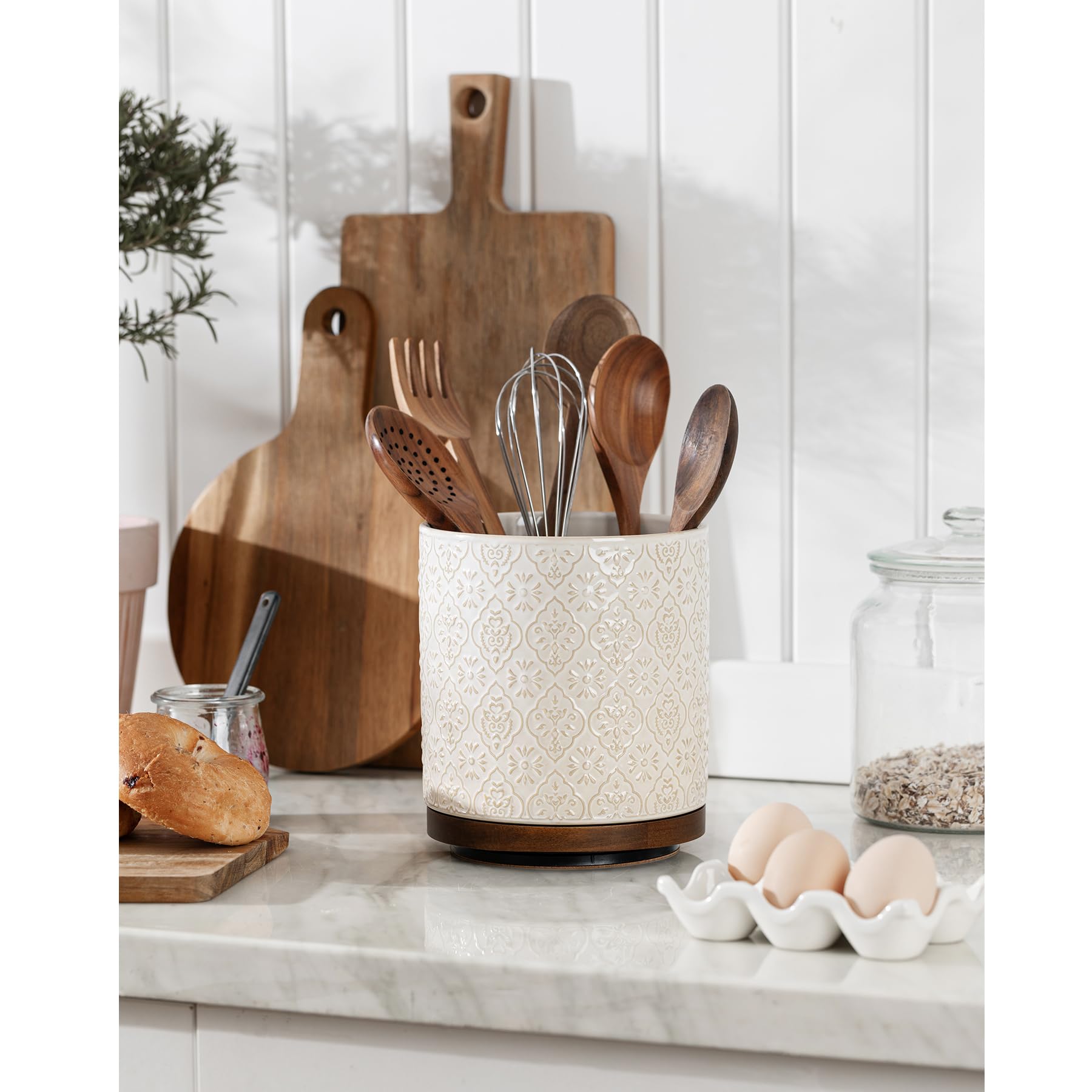 Rotating Utensil Holder - Ceramic Kitchen Organizer -3