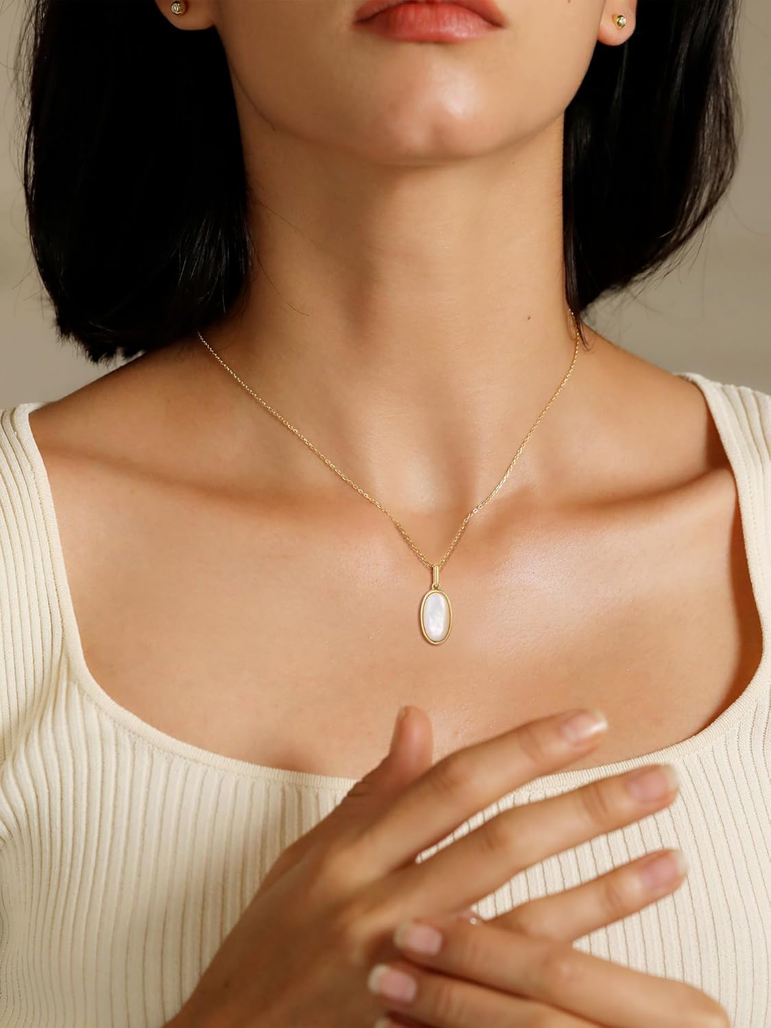 S.Leaf Shell Necklace for Women Sterling Silver Shell Pendant Minimalism Round I Heart I Square I Oval Mother of Pearl Necklace for Women