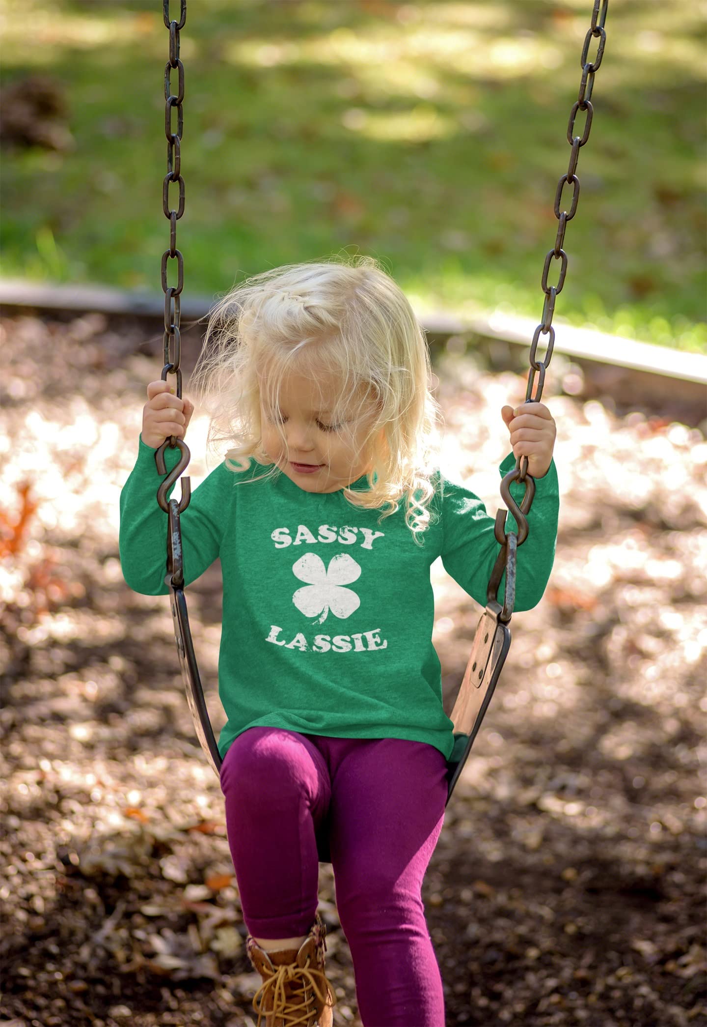 St. Patricks Day Sassy Irish Lassie Toddler Long Sleeve T Shirt Green 4T