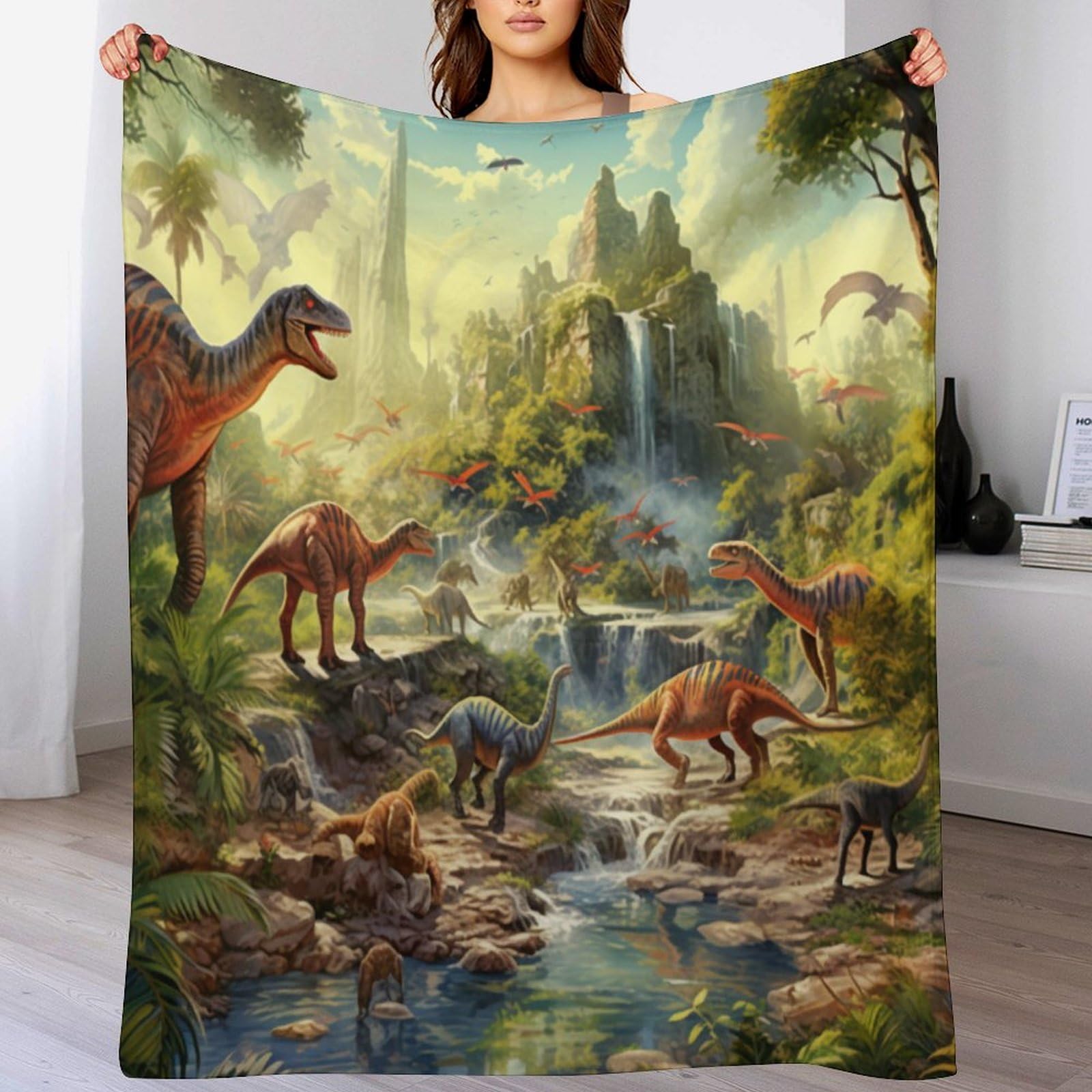 Manta de dinosaurio ligera y antialérgica para niños que se destapan por la noche