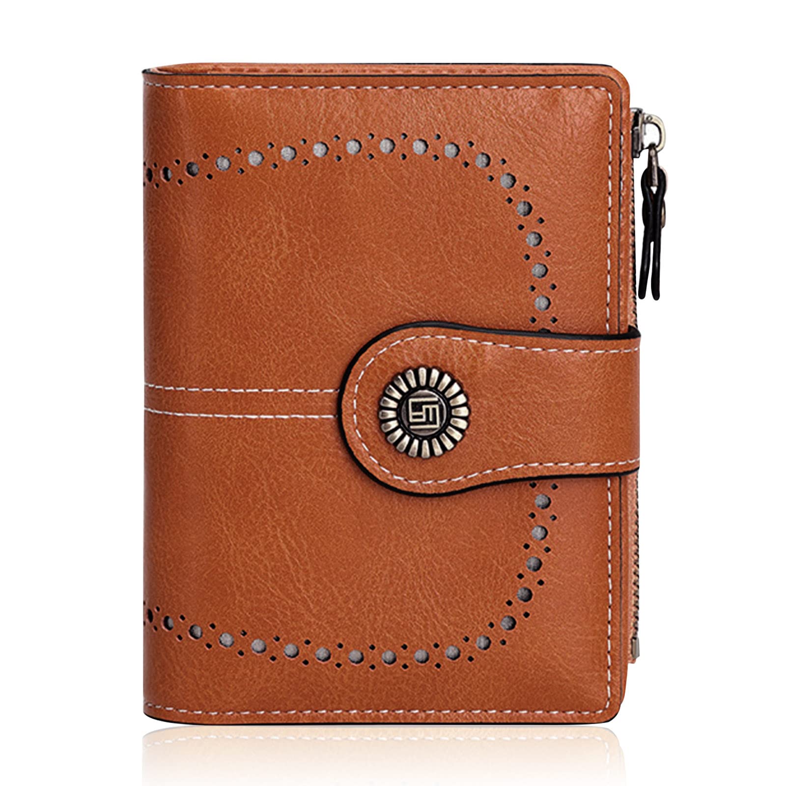 HUA ANGEL Donna Corto Clutch Portafoglio Grande Capacità Cerniera Portamonete Borsa per Monete Pelle PU Pochette da Polso con Multiple Slot per Schede Carte di Credito Contanti Fatture