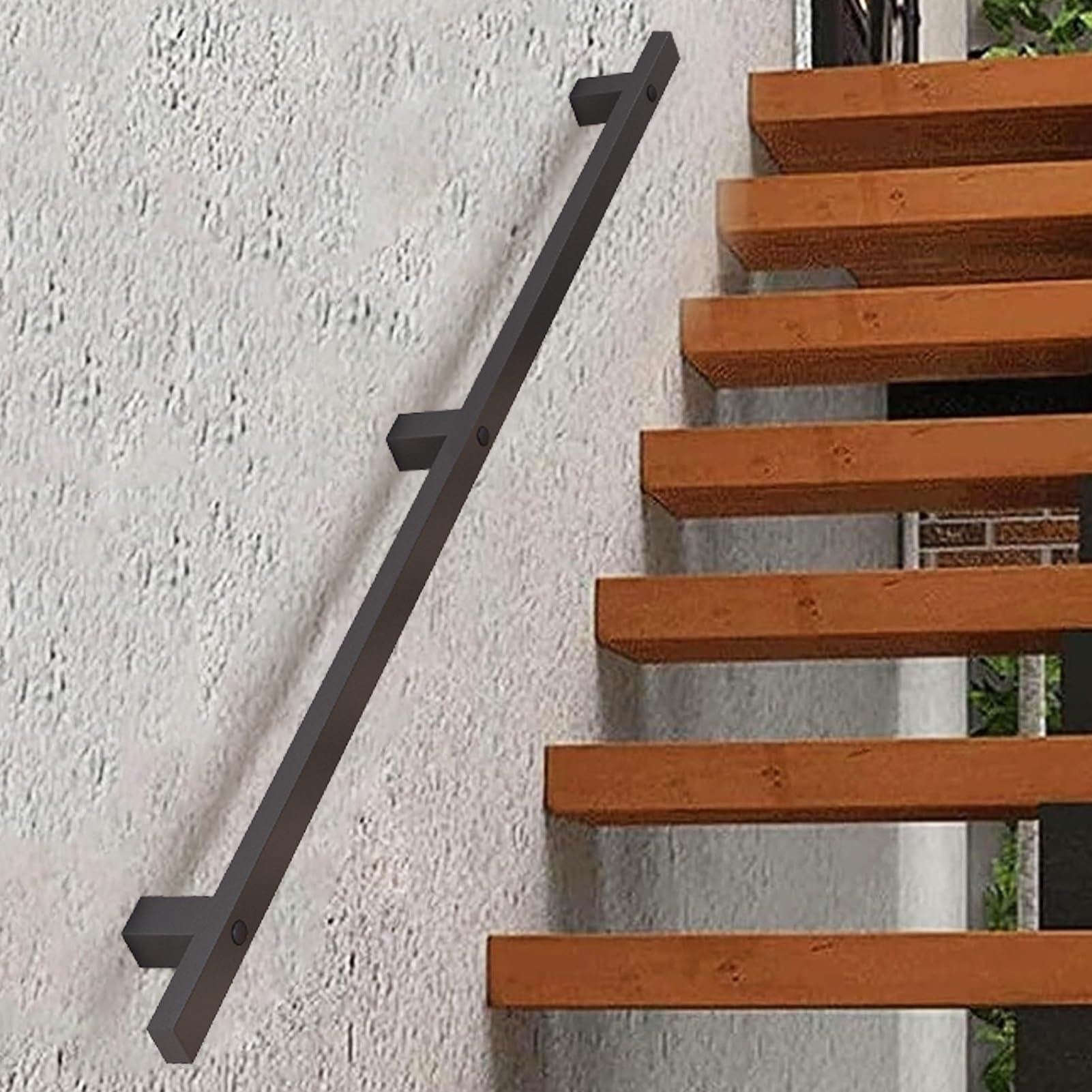 Fkxsxaz 1M 1.5M 2M 2.5M 3M Bannister Rail For Stairs Handrail Indoor Wall Mounted Stair Hand Rails With Fittings Wrought Iron Pipe Railing Handle Support Exterior Staircase Grab Bar(2.6Ft